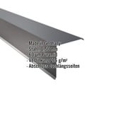 Ortgangwinkel Anthrazitgrau, 0,50 mm Stahl, 60 µm Puramid Beschichtung, mit eingeblendeten Eckdaten