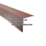 Ortgangwinkel Aluminium 0,70 mm Rotbraun RAL 8012 mit eingeblendeten Eckdaten