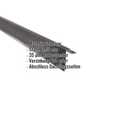 Ortgangwinkel Stehfalzprofil 33/500 aus Stahl 0,50 mm dunkelgrau mit Mattpolyester-Beschichtung und eingeblendeten Eckdaten