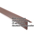 Ortgangwinkel Aluminium rotbraun mit eingeblendeten Eckdaten Made in Germany, 0,70 mm, 25 µm Polyester