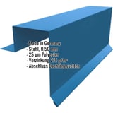 Ortgangwinkel Stehfalzprofil PD-510-S Enzianblau RAL 5010, 0,50 mm Stahl, mit eingeblendeten Eckdaten