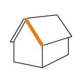 Grafik eines Daches mit orange markierter Position des Ortgangwinkels Stehfalzprofil PD-510-S