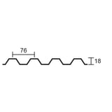 Technische Zeichnung der Spundwandplatte mit Profilmassen 76 mm und 18 mm