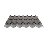 Pfannenblech 2/1060 Sepiabraun mit Anti-Tropf-Vlies auf der Unterseite, schraeg von oben