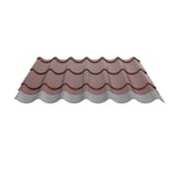 Pfannenblech 2/1060 rotbraun, 0,50 mm Stahl, mit sichtbarer Anti-Tropf-Vliesbeschichtung auf der Unterseite