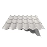 Pfannenblech 2/1060 Reinweiß RAL 9010 mit teilweise sichtbarem Anti-Tropf-Vlies, freigestellt
