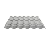 Pfannenblech 2/1060 in Weißaluminium (RAL 9006) mit Anti-Tropf-Vlies auf der Unterseite