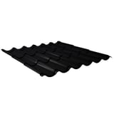 Pfannenblech 2/1060 schwarz, Hauptansicht, Stahl 0,50 mm, 35 µm Mattpolyester