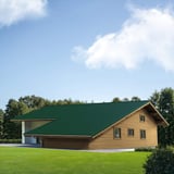 Haus mit Dach aus moosgrünem Pfannenblech 2/1060 Aluminium 0,70 mm