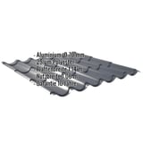 Pfannenblech Aluminium Anthrazitgrau, 0,70 mm, mit eingeblendeten Eckdaten zu Material, Staerke und Breite