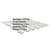 Pfannenblech 2/1060 Aluminium 0,70 mm Weißaluminium mit eingeblendeten Eckdaten