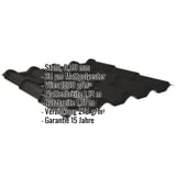 Pfannenblech EUROPA schwarz, 0,50 mm Stahl, mit Mattpolyester und Vlies, Eckdaten eingeblendet