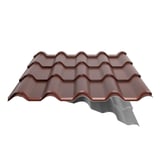 Pfannenblech EUROPA rotbraun, 0,63 mm Stahl, mit teilweise sichtbarem Anti-Tropf-Vlies