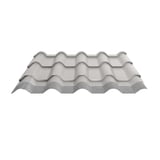 Pfannenblech Europa Grauweiß, Stahl 0,63 mm, Polyester 25 µm, mit Vliesbeschichtung Unterseite