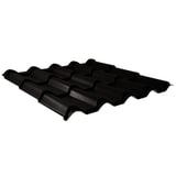 Pfannenblech EUROPA schwarz, 0,50 mm Stahl, 35 µm Mattpolyester, Hauptansicht der Profilstruktur