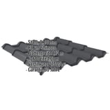 Pfannenblech EUROPA Anthrazitgrau mit eingeblendeten Eckdaten zu Material, Staerke, Beschichtung und Massen