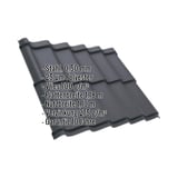 Pfannenblech Szafir 350/15 Graphitgrau RAL 7024, 0,50 mm Stahl mit Polyesterbeschichtung, Eckdaten eingeblendet