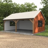 Carport mit Dach aus Pfannenblech Szafir 350/15 in Reinweiß RAL 9010