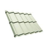 Pfannenblech Szafir 350/15, Grauweiß RAL 9002, 0,50 mm Stahl, 25 µm Polyester, Hauptansicht schräg von oben