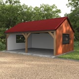 Carport mit rotem Dach aus Pfannenblech Szafir 350/15 Kirschrot, Holzkonstruktion