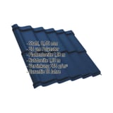 Pfannenblech Szafir 350/15 enzianblau, 0,50 mm Stahl, mit eingeblendeten Eckdaten