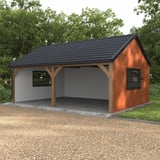 Carport mit Dach aus Pfannenblech Szafir 350/15 Graphitgrau RAL 7024, Stahl 0,50 mm