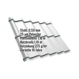 Pfannenblech Szafir 350/15, Stahl 0,50 mm, Lichtgrau RAL 7035, mit eingeblendeten Eckdaten