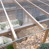 Verlegung der 10 mm Polycarbonat Doppelstegplatten klar auf einer Terrassenueberdachung