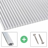 Polycarbonat Doppelstegplatte | 16 mm | Profil A1 | Sparpaket | Plattenbreite 98 cm | Klar | Breitkammer | Breite 8,12 m | Länge 6,00 m