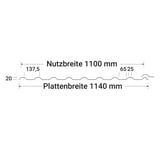 Polycarbonat Spundwandplatte | 20/1100 | 1,00 mm | Klar | 3,00 m