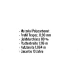 Infografik: Eckdaten der Polycarbonat Spundwandplatte 76/18, 0,90 mm, Opal-Weiß