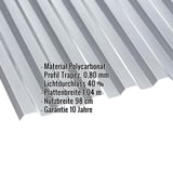 Polycarbonat Spundwandplatte | 76/18 | 0,80 mm | Grau | Temperaturreduzierend | 2,50 m