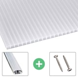 Polycarbonat Stegplatte | 16 mm | Profil A1 | Sparpaket | Plattenbreite 98 cm | Opal Weiß | Blueline | Breite 8,12 m | Länge 6,00 m