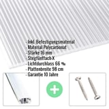 Polycarbonat Stegplatte | 16 mm | Profil A1 | Sparpaket | Plattenbreite 98 cm | Klar | X-Struktur | Breite 9,13 m | Länge 6,00 m