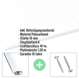 Polycarbonat Stegplatte | 16 mm | Profil A1 | Sparpaket | Plattenbreite 1,20 m | Opal-Weiß | X-Struktur | Breite 11,11 m | Länge 3,50 m