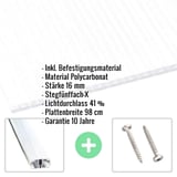 Polycarbonat Stegplatte | 16 mm | Profil A1 | Sparpaket | Plattenbreite 98 cm | Opal-Weiß | X-Struktur | Breite 7,11 m | Länge 5,00 m