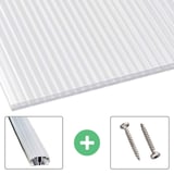 Polycarbonat Stegplatte | 16 mm | Profil A1 | Sparpaket | Plattenbreite 98 cm | Opal-Weiß | X-Struktur | Breite 7,11 m | Länge 5,00 m
