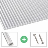 Polycarbonat Stegplatte | 16 mm | Profil A4 | Sparpaket | Plattenbreite 1,20 m | Klar | Blueline | Breite 9,90 m | Länge 6,00 m
