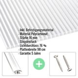 Polycarbonat Stegplatte | 16 mm | Profil A4 | Sparpaket | Plattenbreite 98 cm | Klar | Blueline | Breite 7,12 m | Länge 4,00 m
