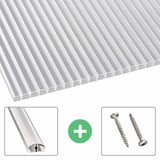 Polycarbonat Stegplatte | 16 mm | Profil A4 | Sparpaket | Plattenbreite 98 cm | Klar | Blueline | Breite 7,12 m | Länge 4,00 m