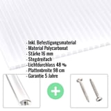 Polycarbonat Stegplatte | 16 mm | Profil A4 | Sparpaket | Plattenbreite 98 cm | Opal Weiß | Blueline | Breite 7,12 m | Länge 6,00 m