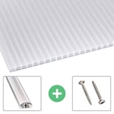 Polycarbonat Stegplatte | 16 mm | Profil A4 | Sparpaket | Plattenbreite 98 cm | Opal Weiß | Blueline | Breite 7,12 m | Länge 6,00 m