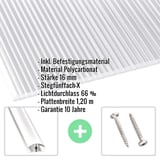 Polycarbonat Stegplatte | 16 mm | Profil A4 | Sparpaket | Plattenbreite 1,20 m | Klar | X-Struktur | Breite 6,20 m | Länge 4,00 m