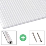 Polycarbonat Stegplatte | 16 mm | Profil A4 | Sparpaket | Plattenbreite 1,20 m | Opal-Weiß | X-Struktur | Breite 6,20 m | Länge 4,00 m