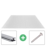 Polycarbonat Stegplatte | 16 mm | Profil DUO | Sparpaket | Plattenbreite 1,20 m | Klar | Breite 7,44 m | Länge 4,00 m