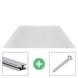 Polycarbonat Stegplatte | 16 mm | Profil DUO | Sparpaket | Plattenbreite 98 cm | Klar | Novalite | Breite 5,11 m | Länge 4,00 m