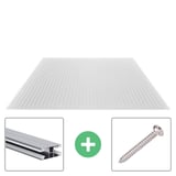Polycarbonat Stegplatte | 16 mm | Profil DUO | Sparpaket | Plattenbreite 98 cm | Klar | X-Struktur | Breite 5,11 m | Länge 4,50 m