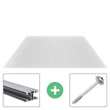 Polycarbonat Stegplatte 16 mm klar, dazu Aluminiumprofil und Edelstahlschraube