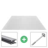 Polycarbonat Stegplatte | 16 mm | Profil ECO | Sparpaket | Plattenbreite 98 cm | Klar | X-Struktur | Breite 8,05 m | Länge 2,00 m