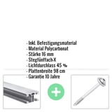 Polycarbonat Stegplatte | 16 mm | Profil ECO | Sparpaket | Plattenbreite 98 cm | Opal Weiß | X-Struktur | Breite 3,05 m | Länge 4,00 m
